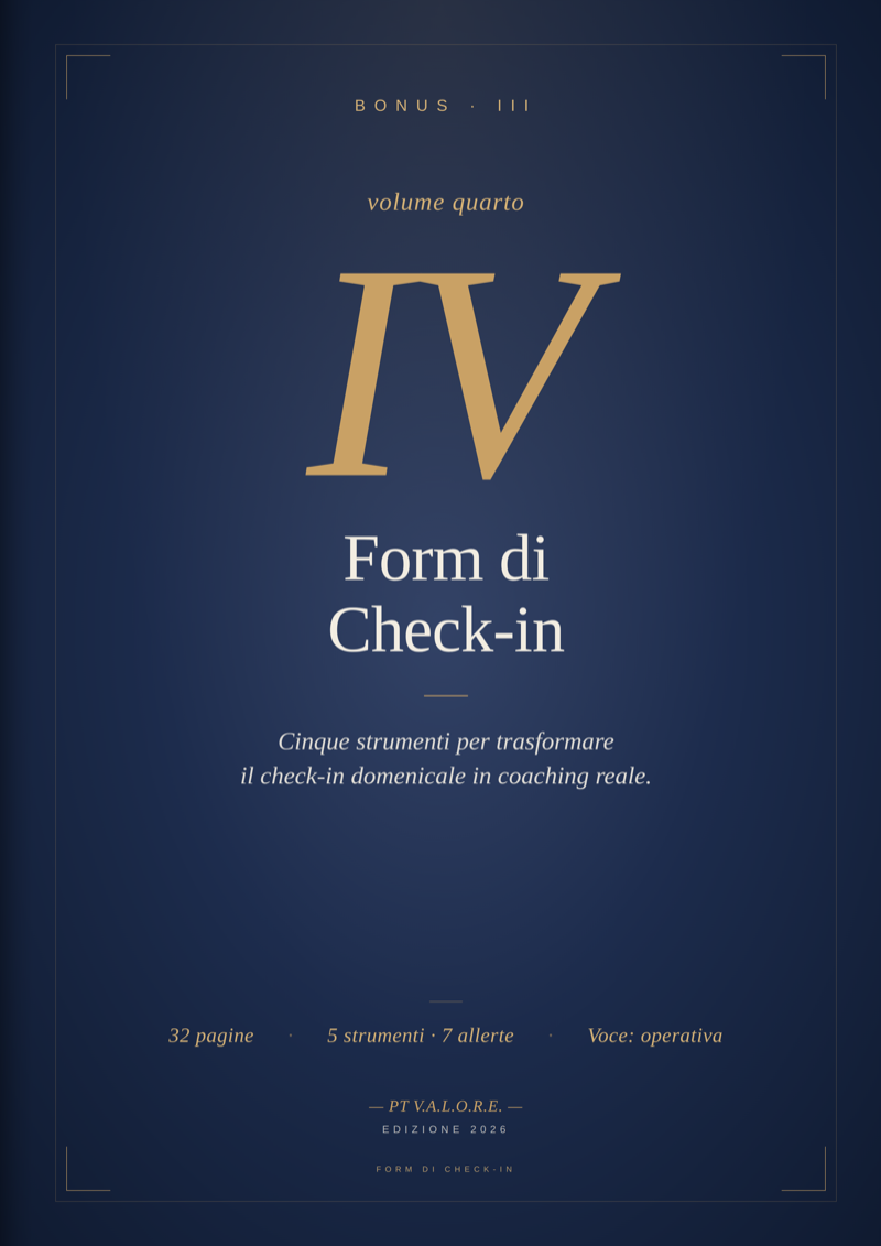 Copertina Vol. IV — Form di Check-in