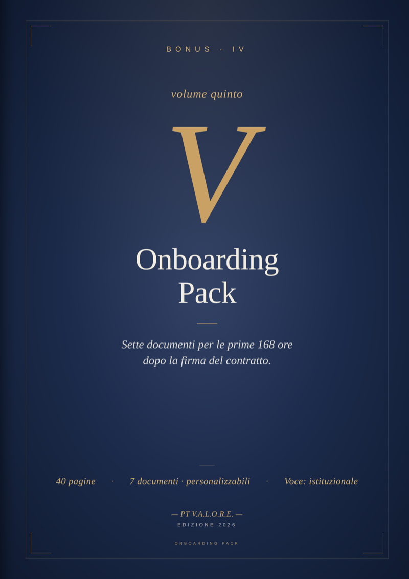 Copertina Vol. V — Onboarding Pack